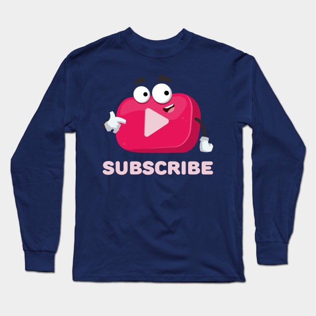 cartoon video player vlog icon subscribe Long Sleeve T-Shirt by VizRad